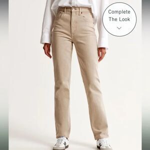 Abercrombie & Fitch Ultra High Rise 90s Straight Jean Size 27 Short tan khaki